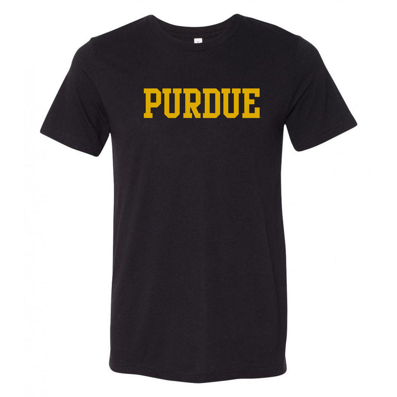 Purdue University Boilermakers Basic Block Canvas Triblend T Shirt - Solid Black Triblend