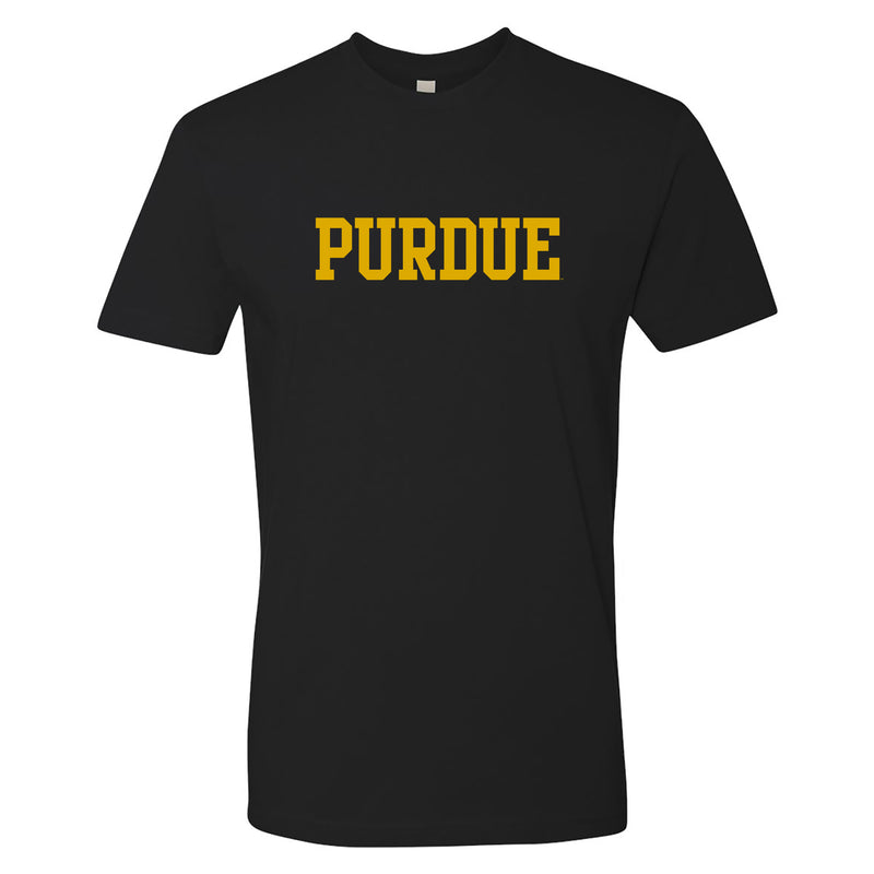 Purdue University Boilermakers Basic Block Next Level Short Sleeve T Shirt - Black