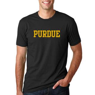 Purdue University Boilermakers Basic Block Next Level Short Sleeve T Shirt - Black