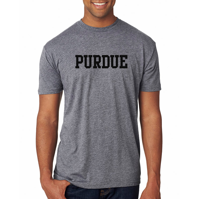 Purdue University Boilermakers Basic Block Next Level Short Sleeve T Shirt - Premium Heather