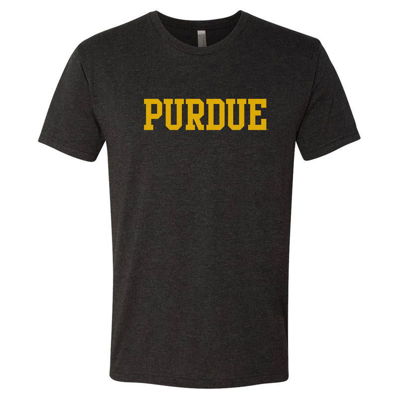 Purdue University Boilermakers Basic Block Next Level Short Sleeve T Shirt - Vintage Black