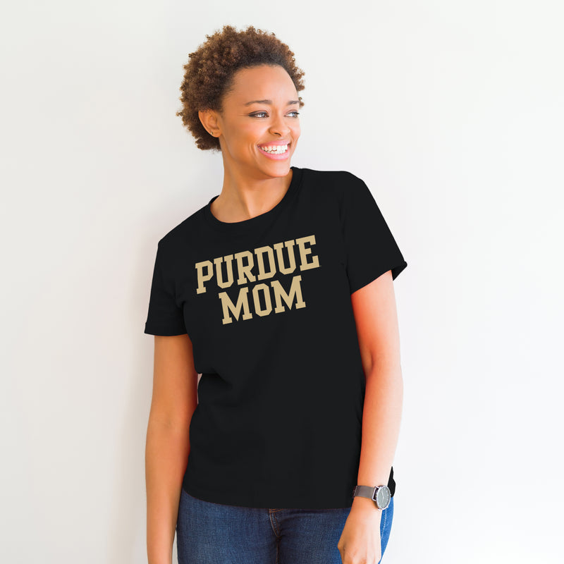Purdue Boilermakers Basic Block Mom T-Shirt - Black