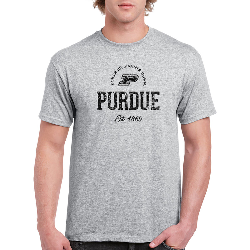 Purdue University Boilermakers Estimated Arch Short Sleeve T Shirt - Sport Grey