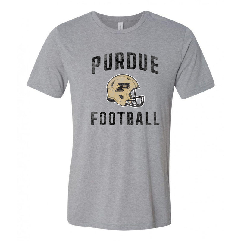 Purdue University Boilermakers Faded Football Helmet Canvas Triblend T Shirt - Athletic Grey Triblend