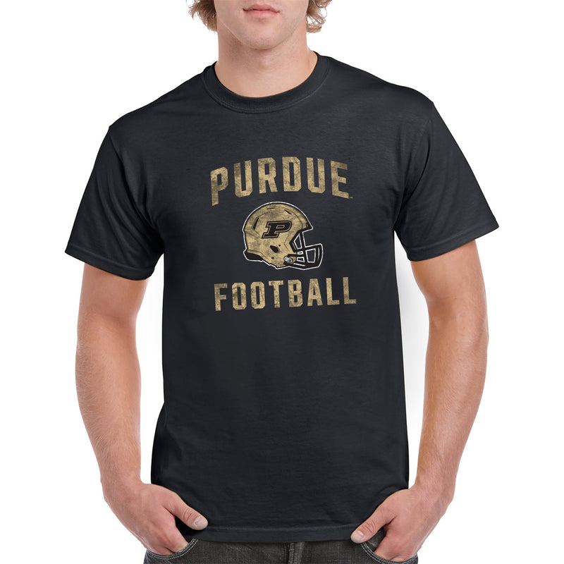 Purdue University Boilermakers Faded Football Helmet Basic Cotton Short Sleeve T Shirt - Black