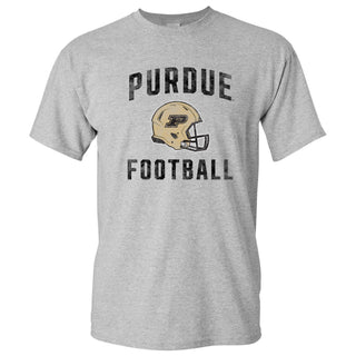 Purdue University Boilermakers Faded Football Helmet Basic Cotton Short Sleeve T Shirt - Sport Grey