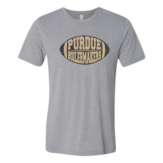 Purdue University Boilermakers Faded Block Football Canvas Triblend T Shirt - Athletic Grey Triblend