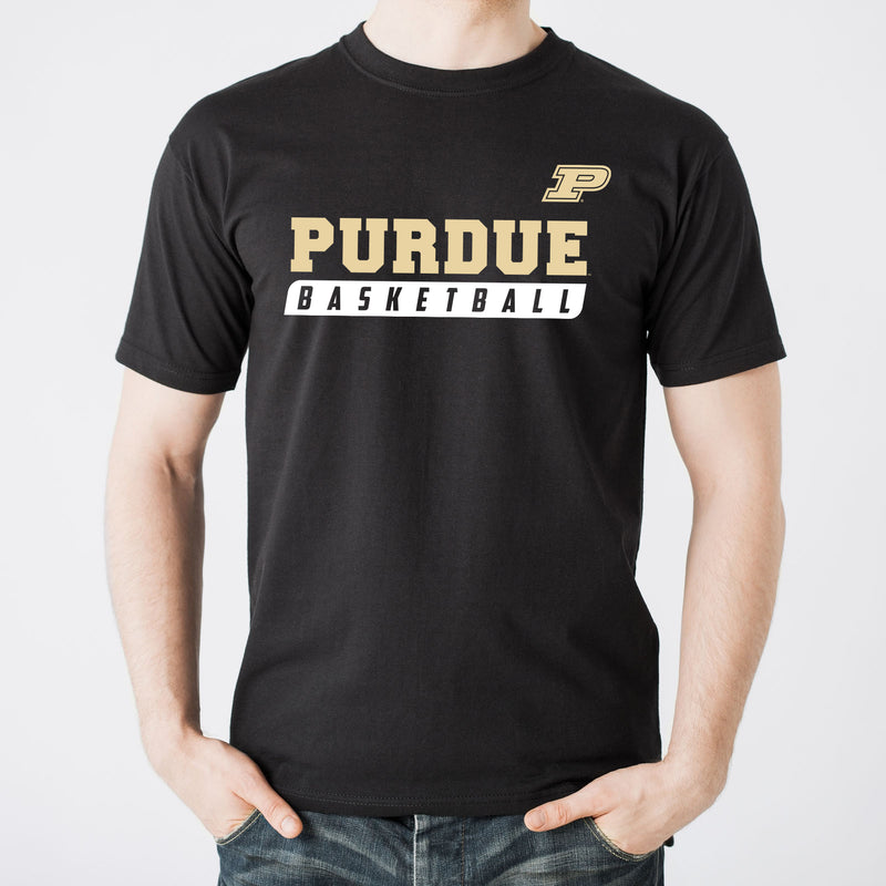 Purdue University Boilermakers Basketball Slant Short Sleeve T-Shirt- Black