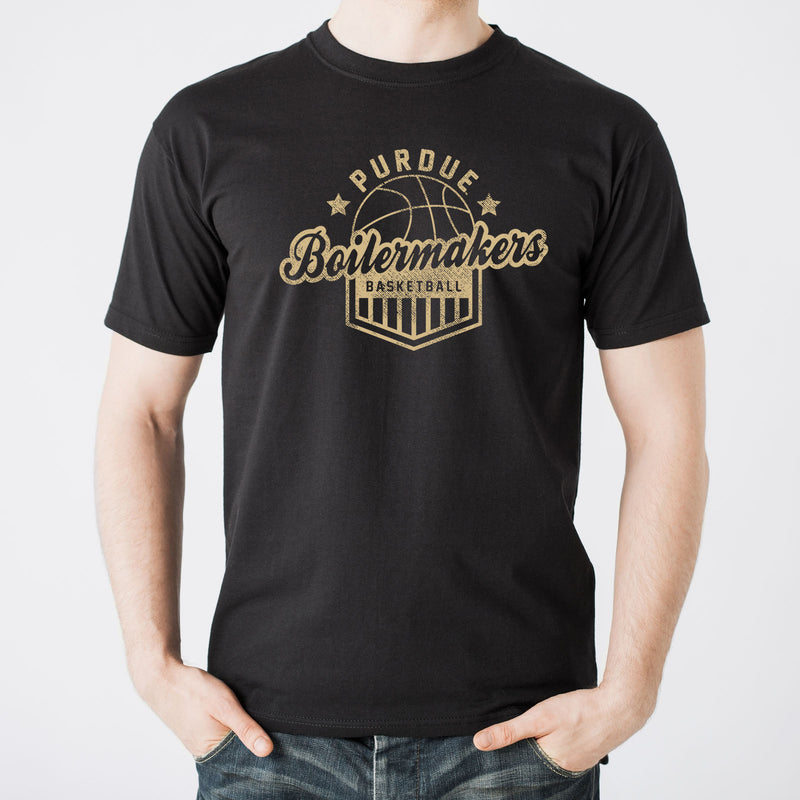 Purdue University Boilermakers Basketball Shield Short Sleeve T-Shirt - Black