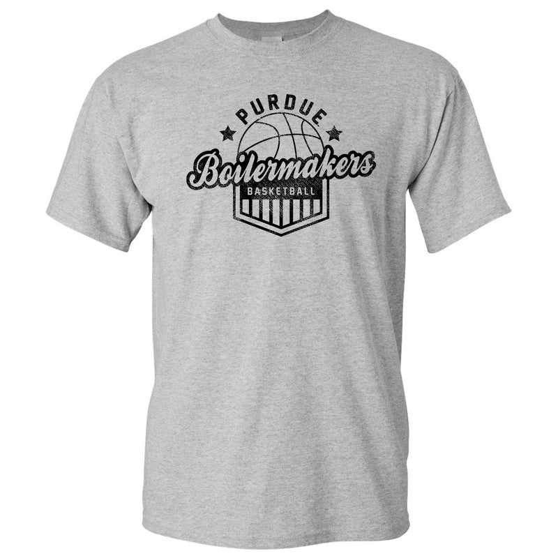 Purdue University Boilermakers Basketball Shield Short Sleeve T-Shirt - Sport Grey