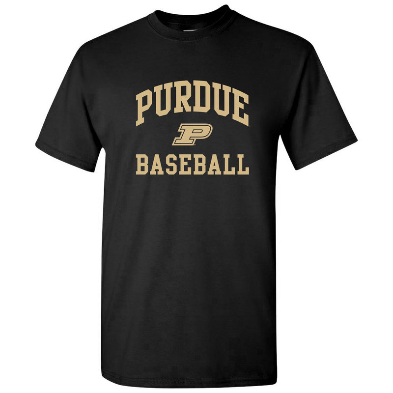 Purdue University Boilermakers Arch Logo Baseball Short Sleeve T Shirt - Black