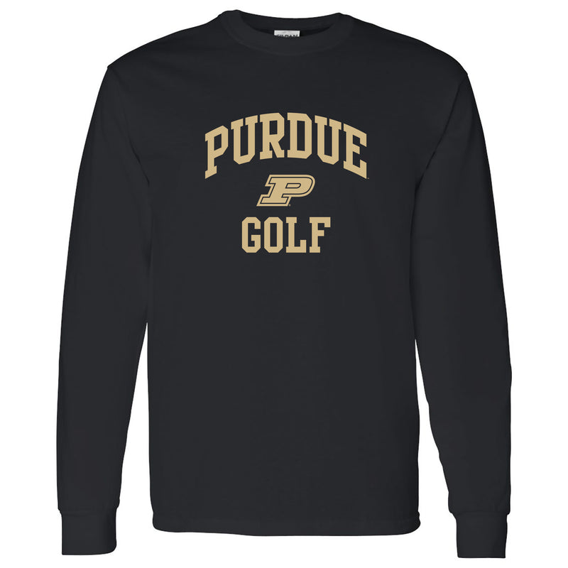 Purdue University Boilermakers Arch Logo Golf Long Sleeve T Shirt - Black