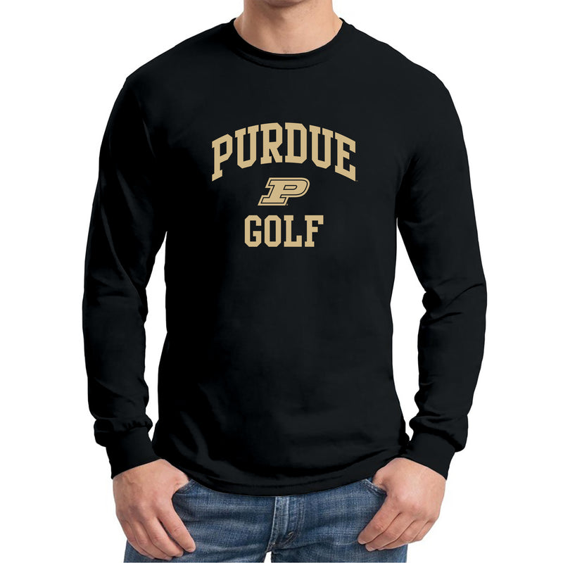 Purdue University Boilermakers Arch Logo Golf Long Sleeve T Shirt - Black