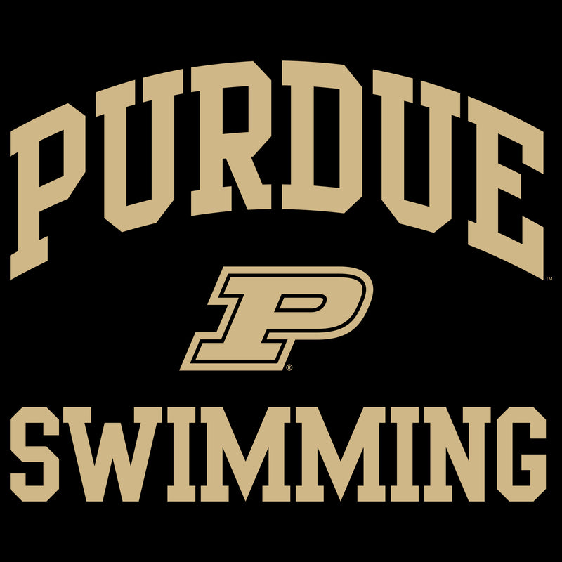 Purdue University Boilermakers Arch Logo Swimming Long Sleeve T Shirt - Black