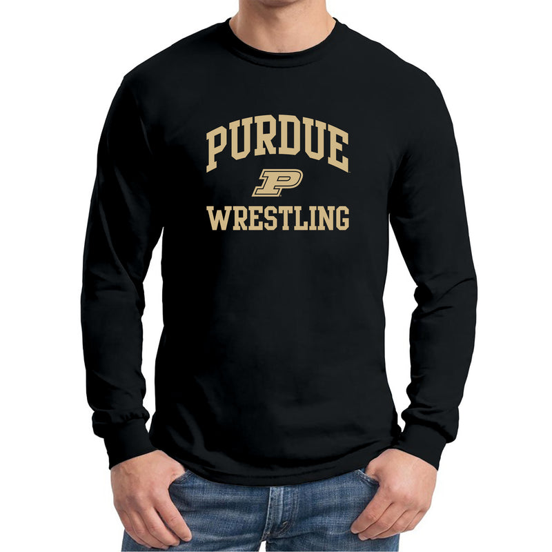 Purdue University Boilermakers Arch Logo Wrestling Long Sleeve T Shirt - Black