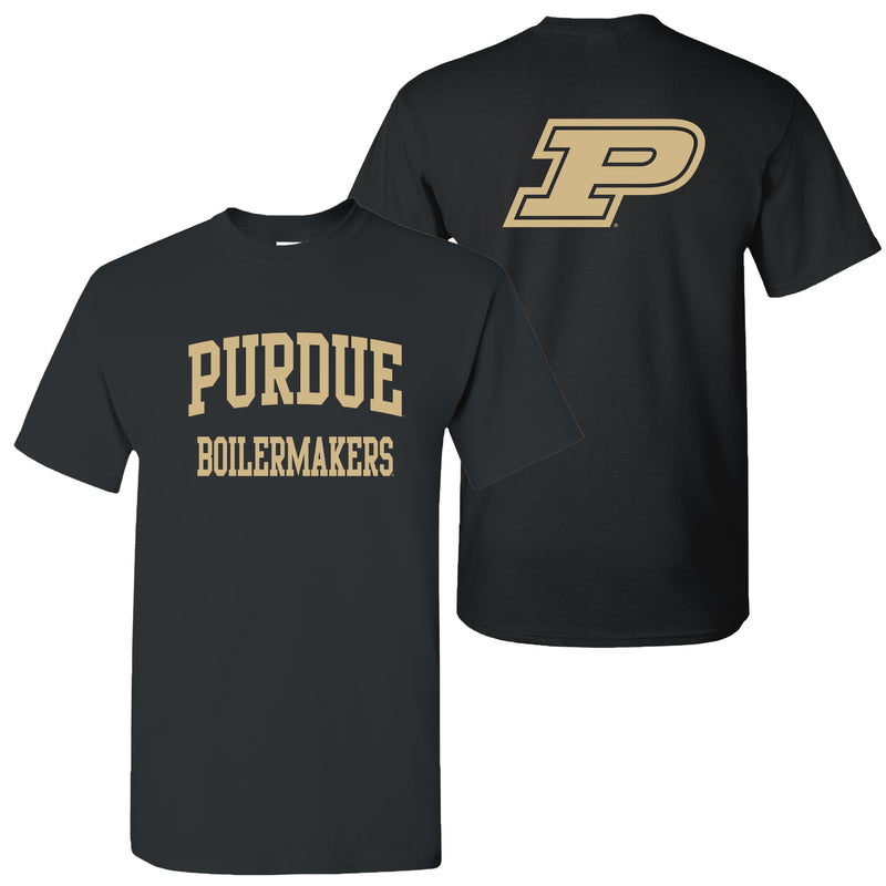 Purdue University Boilermakers Front Back Print Short Sleeve T Shirt - Black