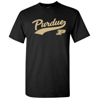 Purdue University Boilermakers Baseball Jersey Script Short Sleeve T-Shirt - Black