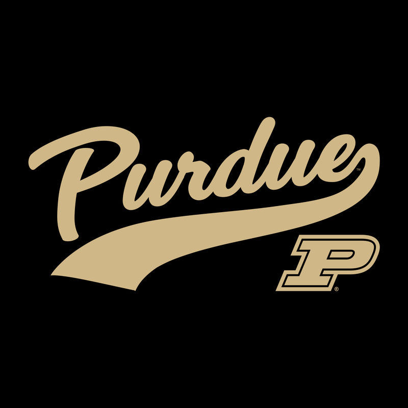 Purdue University Boilermakers Baseball Jersey Script Short Sleeve T-Shirt - Black