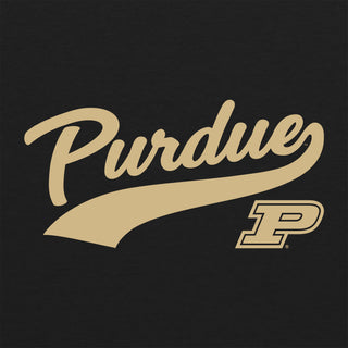 Purdue University Boilermakers Baseball Jersey Script Next Level Raglan - Vintage Black/Premium Heather