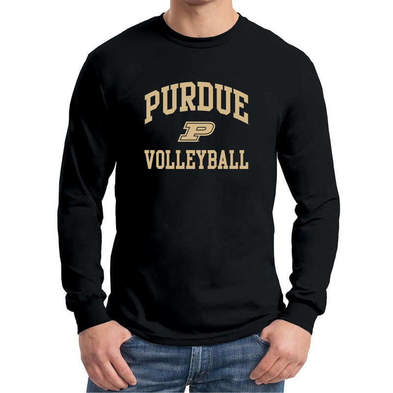 Purdue University Boilermakers Arch Logo Volleyball Long Sleeve T Shirt - Black