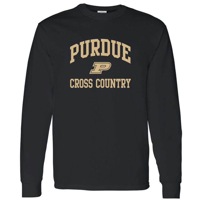 Purdue University Boilermakers Arch Logo Cross Country Long Sleeve T Shirt - Black