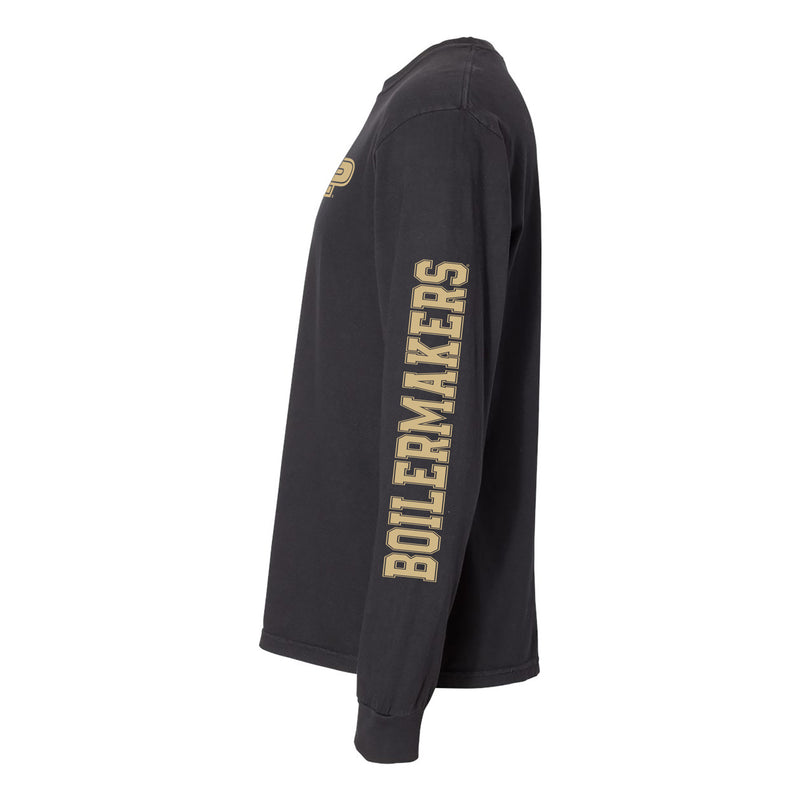 Purdue University Boilermakers Double Sleeve Comfort Colors Long Sleeve T Shirt - Black