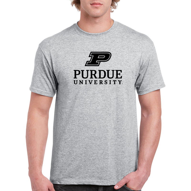 Purdue University Boilermakers Institutional Logo Cotton Short Sleeve T Shirt - Sport Grey