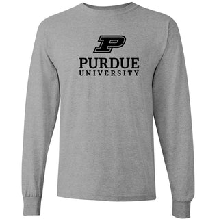 Purdue University Boilermakers Institutional Logo Cotton Long Sleeve T Shirt - Sport Grey