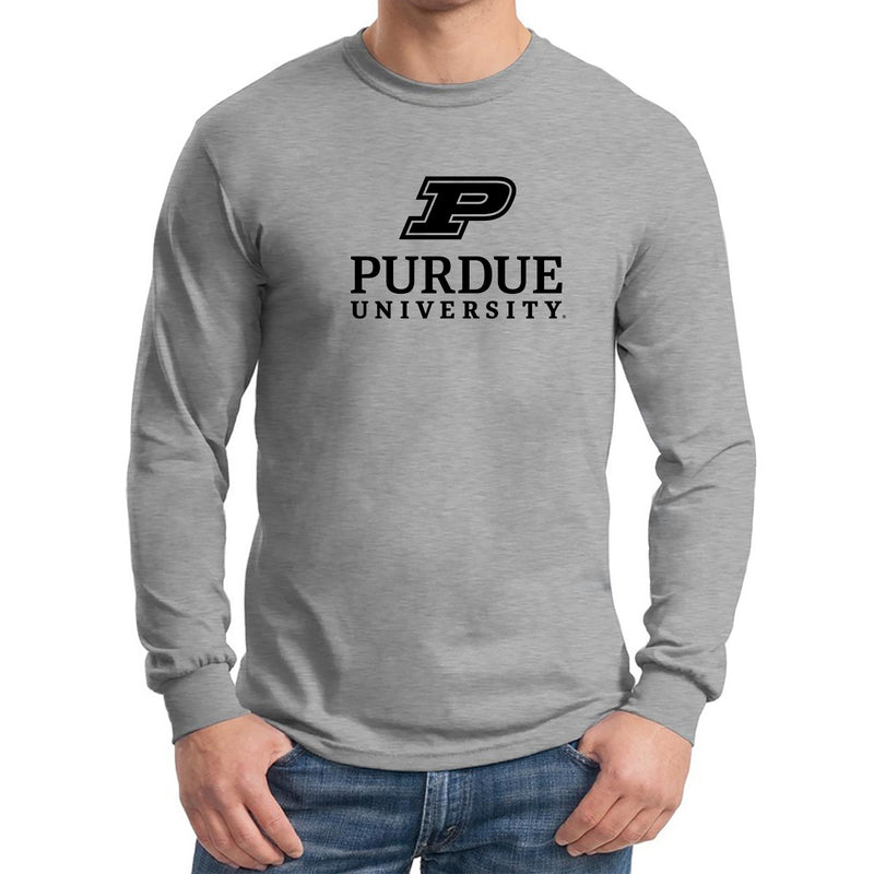 Purdue University Boilermakers Institutional Logo Cotton Long Sleeve T Shirt - Sport Grey