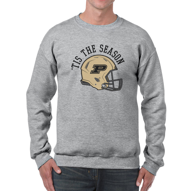 Purdue University Boilermakers Tis The Season Basic Cotton Crewneck Sweatshirt - Sport Grey