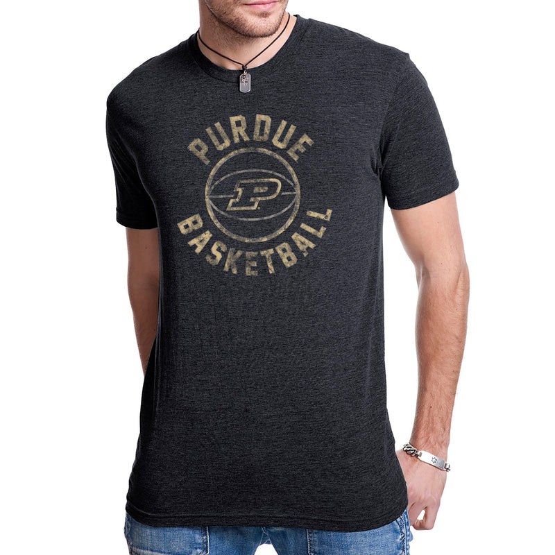 Purdue University Boilermakers Basketball Distress Next Level Short Sleeve T Shirt - Vintage Black
