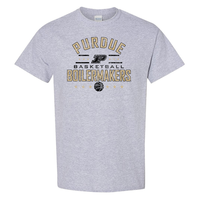 Purdue University Boilermakers Basketball Arch Stars Short Sleeve T Shirt - Sport Grey