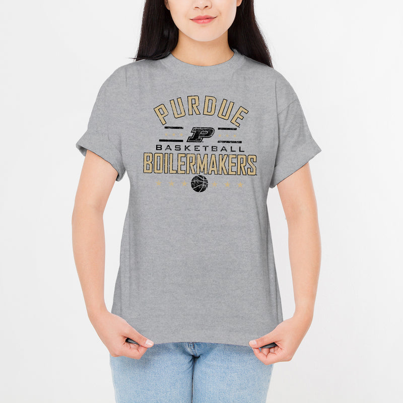 Purdue University Boilermakers Basketball Arch Stars Short Sleeve T Shirt - Sport Grey