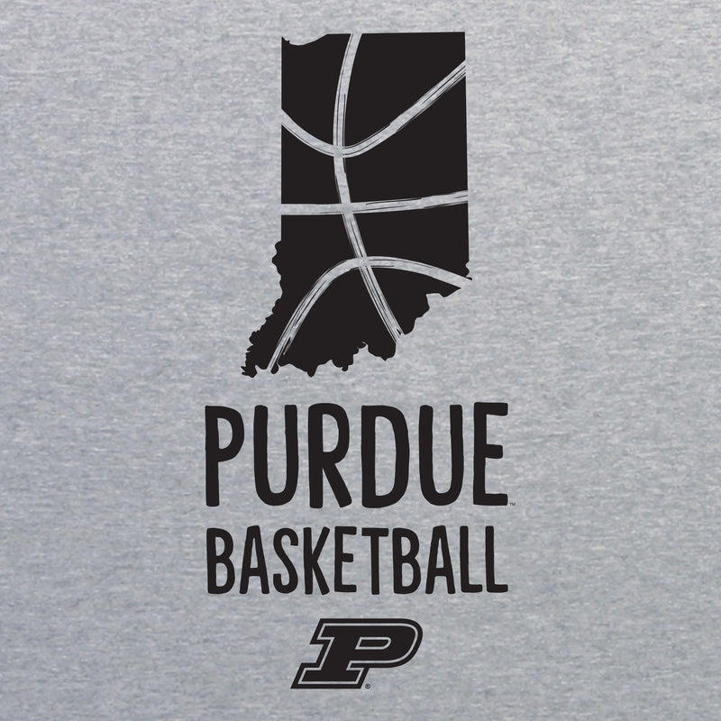 Purdue University Boilermakers Basketball Brush State Short Sleeve T Shirt - Sport Grey
