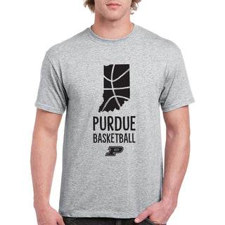 Purdue University Boilermakers Basketball Brush State Short Sleeve T Shirt - Sport Grey