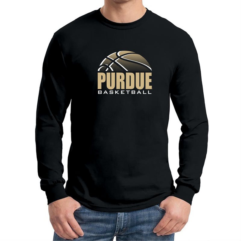 Purdue University Boilermakers Basketball Shadow Long Sleeve T Shirt- Black