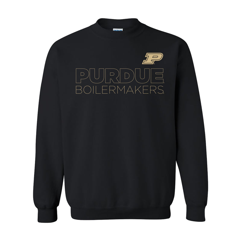 Purdue University Boilermakers Modern Outline Crewneck Sweatshirt - Black