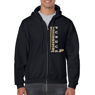 Purdue University Boilermakers Vertical Block Left Chest Full-Zip Hoodie - Black