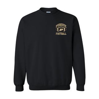 Purdue University Boilermakers Classic Football Arch Left Chest Crewneck Sweatshirt - Black