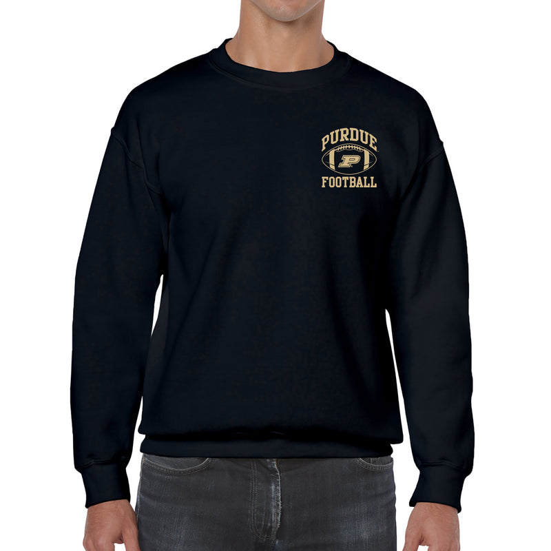 Purdue University Boilermakers Classic Football Arch Left Chest Crewneck Sweatshirt - Black