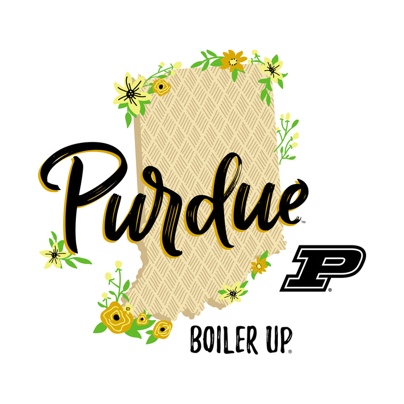 Purdue University Boilermakers Floral State Comfort Colors Short Sleeve T Shirt - White