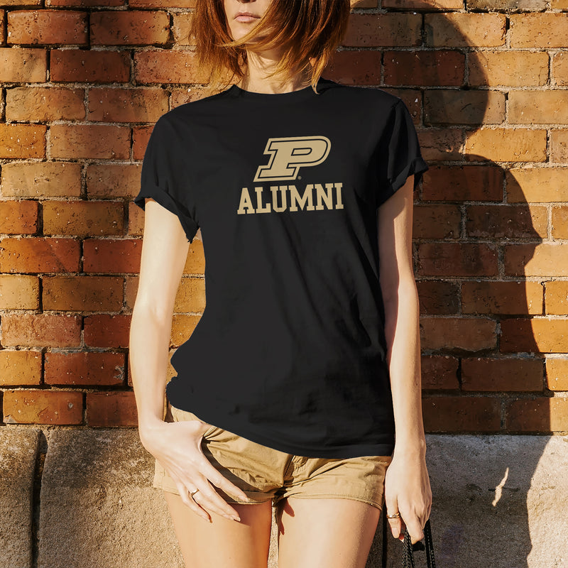 Purdue University Boilermakers Primary Logo Alumni Basic Cotton Short Sleeve T Shirt - Black