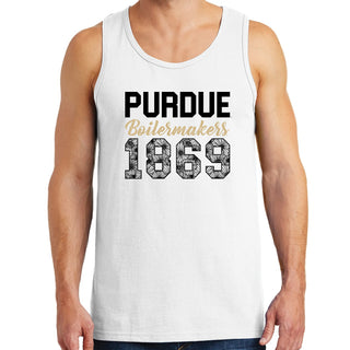 Flower Power Purdue Boilermakers Heavy Cotton Tank Top - White