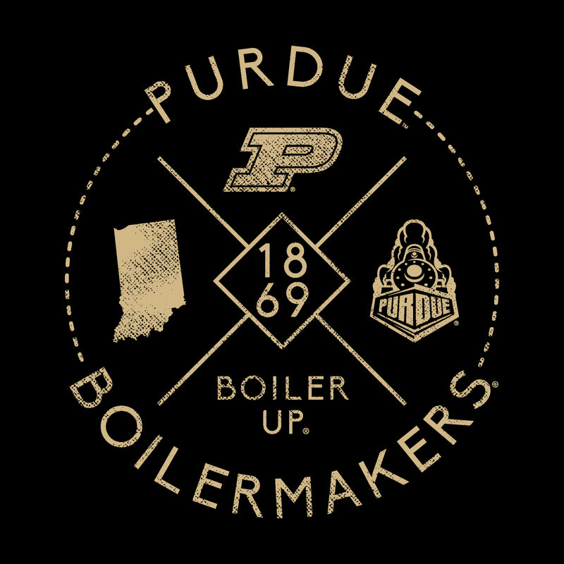 Purdue University Boilermakers Identity Stamp Heavy Blend Crewneck Sweatshirt - Black
