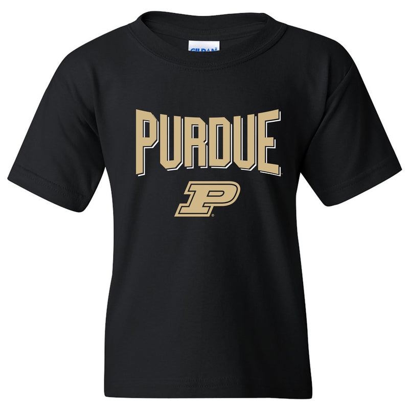 Purdue University Boilermakers Statement Block Youth Short Sleeve T-Shirt - Black