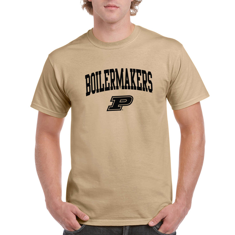 Purdue University Boilermakers Mascot Arch Logo Short Sleeve T Shirt - Vegas Gold