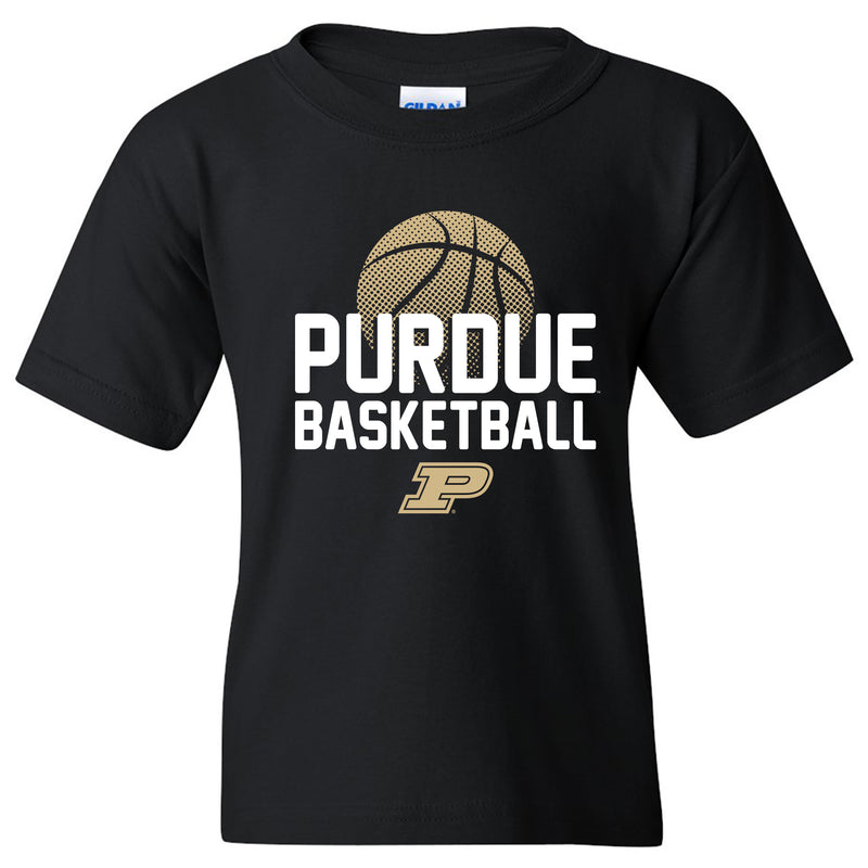 Purdue University Boilermakers Basketball Flux Basic Cotton Youth Short Sleeve T Shirt - Black