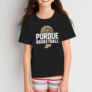 Purdue University Boilermakers Basketball Flux Basic Cotton Youth Short Sleeve T Shirt - Black