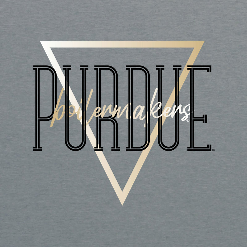 Purdue University Boilermakers Gradient Triangle Basic Cotton Short Sleeve T Shirt - Graphite Heather