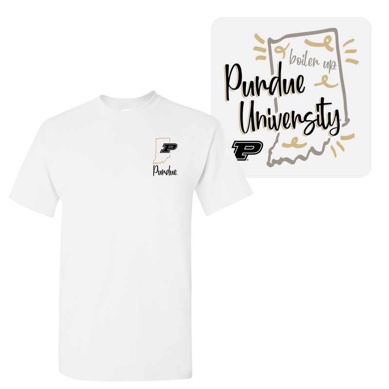 Purdue University Boilermakers Playful Sketch Cotton Short Sleeve T Shirt - White
